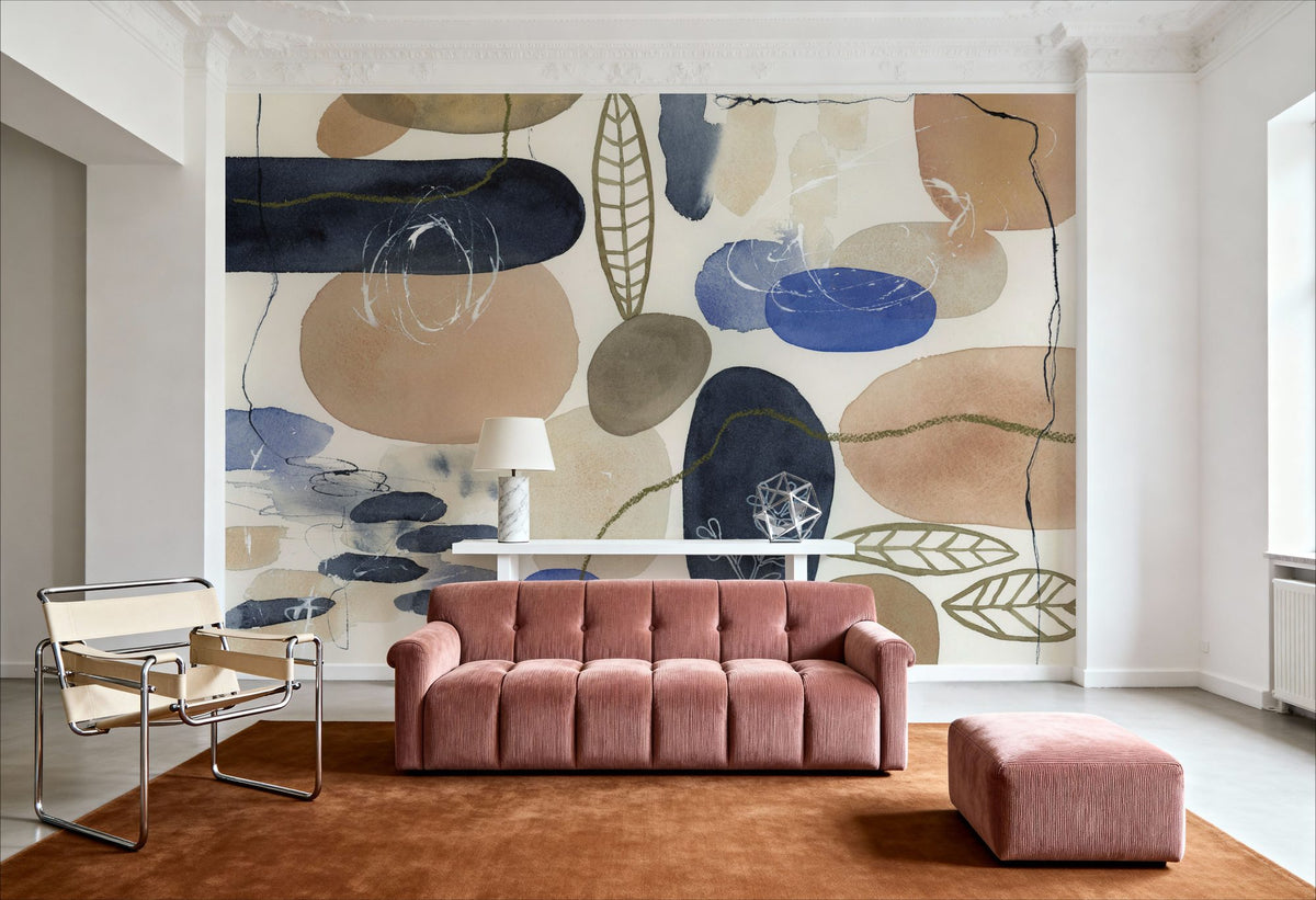 Leaves and Stones Mural Wallpaper - room preview 02