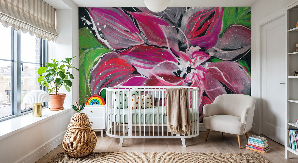 Festive Floral Mural Wallpaper - room preview 02