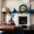 Manchester England Skyline Blue & Bronze Mural Wallpaper - room preview 02