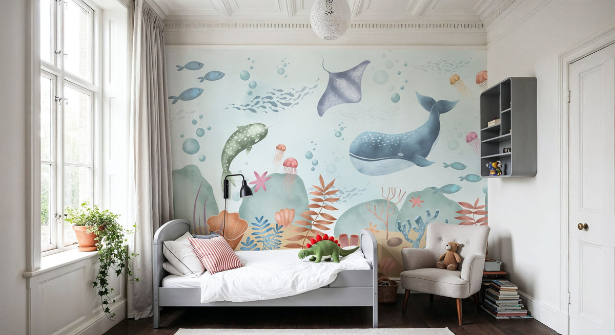 Ocean Paradise, Neutral Mural Wallpaper - room preview 02