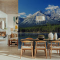 Mountain Lake Reflection Deep Blue Mural Wallpaper - room preview 02