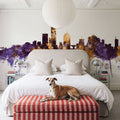 Milwaukee Wisconsin Skyline Purple & Gold Mural Wallpaper - room preview 02