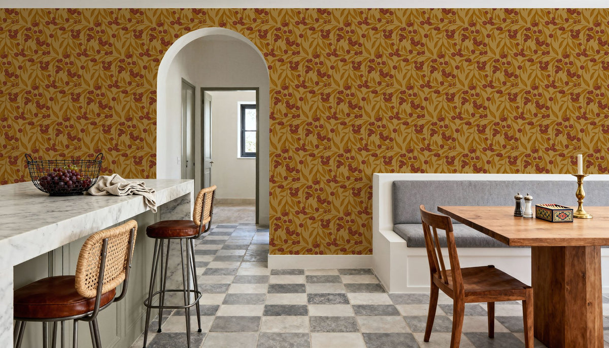 Autumn Berries, Rustic Mural Wallpaper - room preview 02