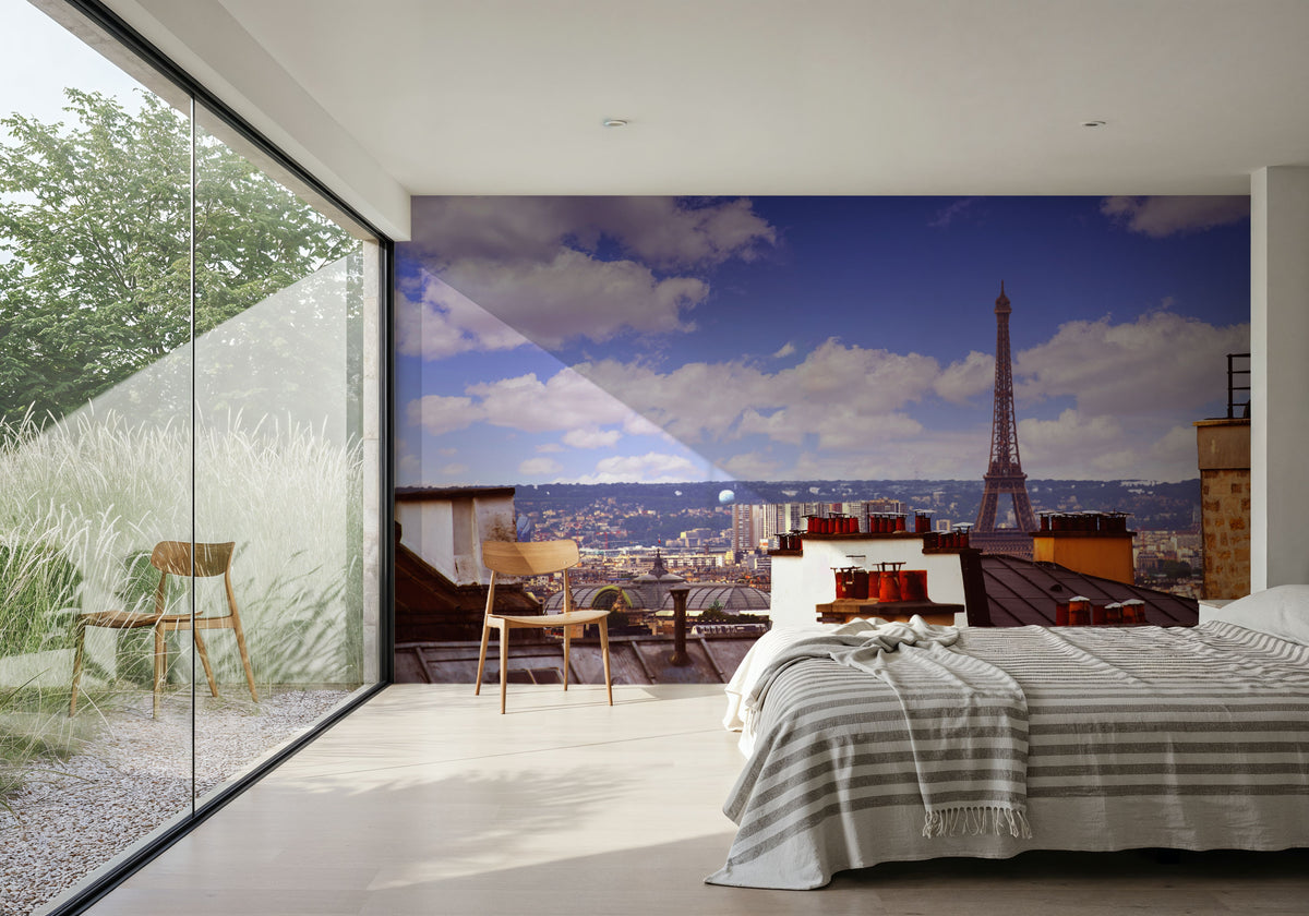 Parisian Rooftop Vista Mural Wallpaper - room preview 02