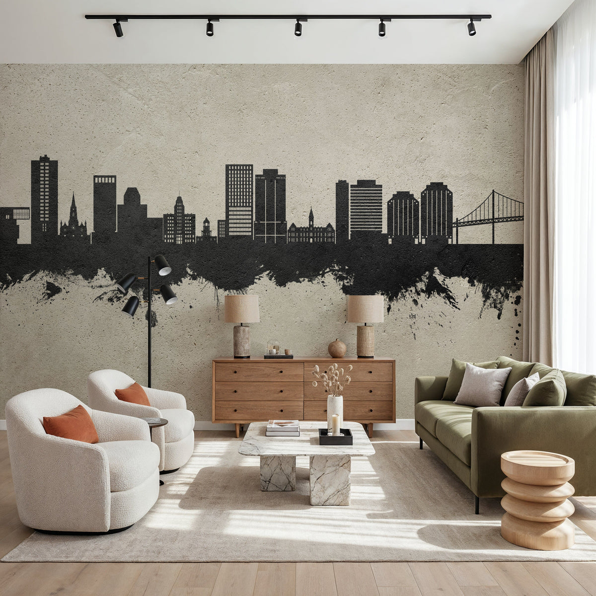 Halifax Canada Skyline Concrete Mural Wallpaper - room preview 02