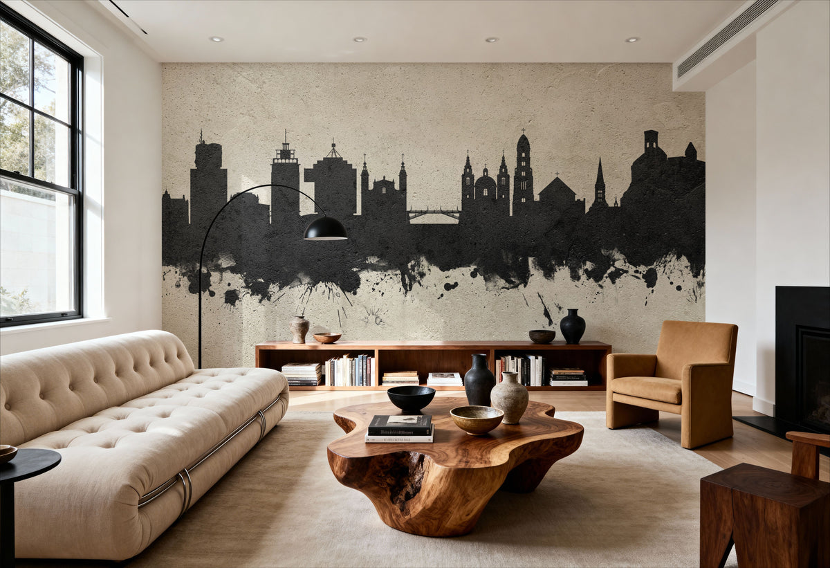 Ljubljana Slovenia Skyline Concrete Mural Wallpaper - room preview 02