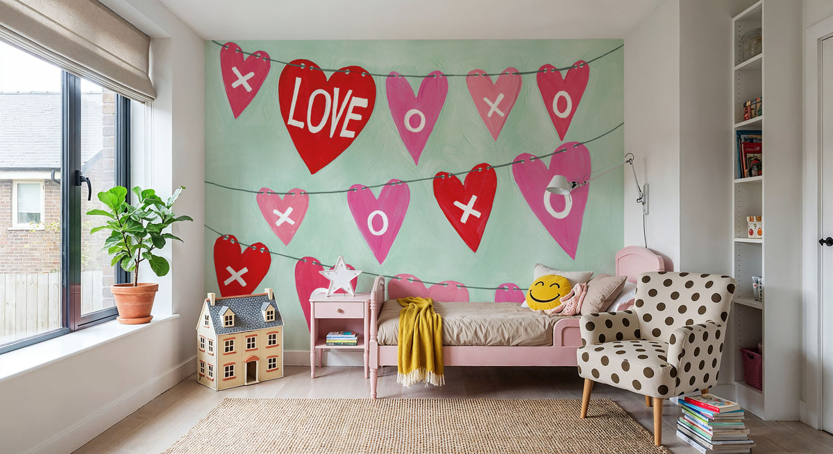 Love XOXO Mural Wallpaper - room preview 02