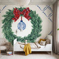 Holiday Tartan and Chinoiserie IV Mural Wallpaper - room preview 02