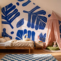 Monstera Cuttings, Intense Blue Mural Wallpaper - room preview 02