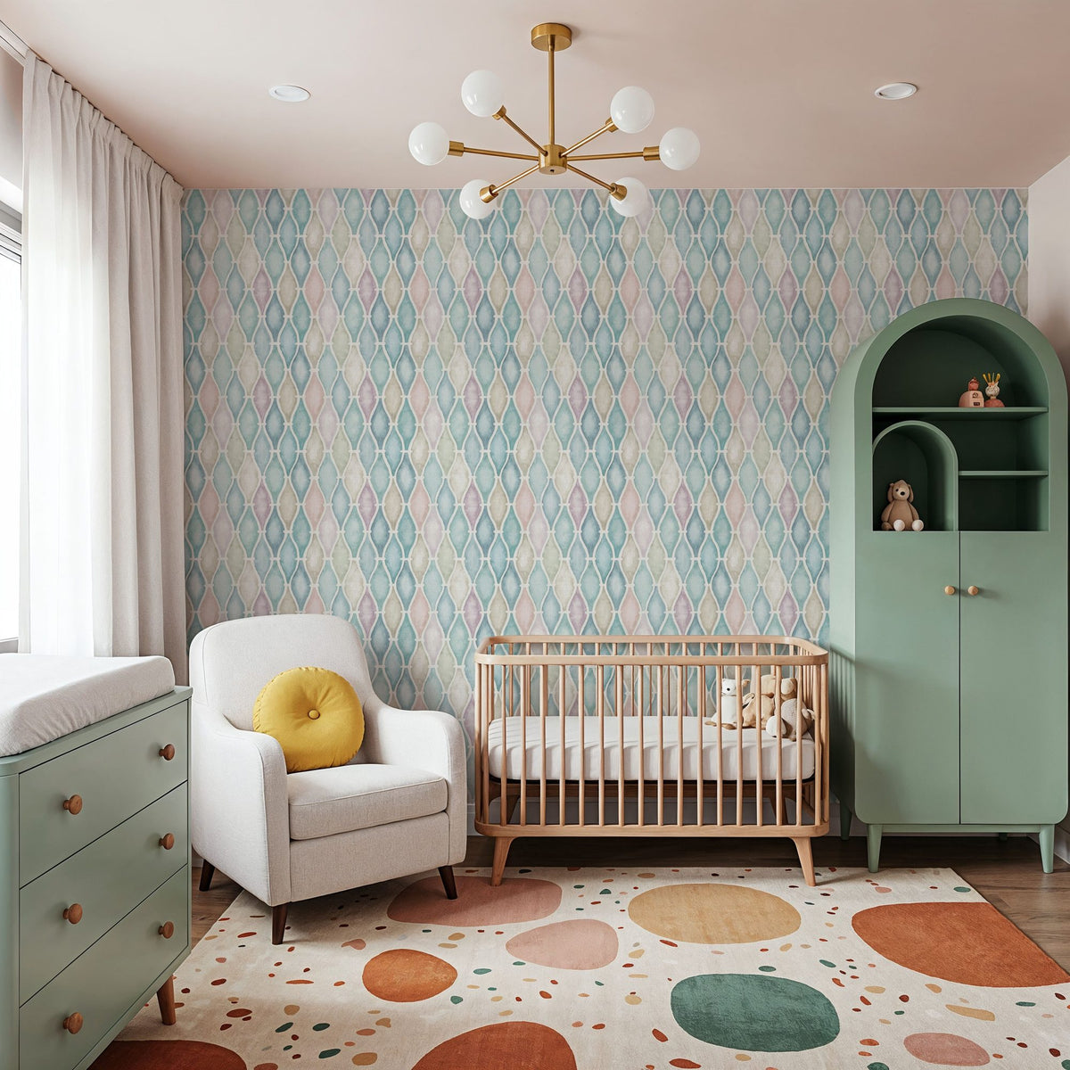 Ocean Waves Pastel Mural Wallpaper - room preview 02