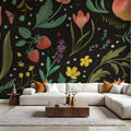 Spring Botanical Black Mural Wallpaper - room preview 02