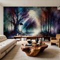 Mystical Moonlit Forest Scene Mural Wallpaper - room preview 02