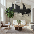 Warsaw Poland Skyline Concrete Mural Wallpaper - room preview 02