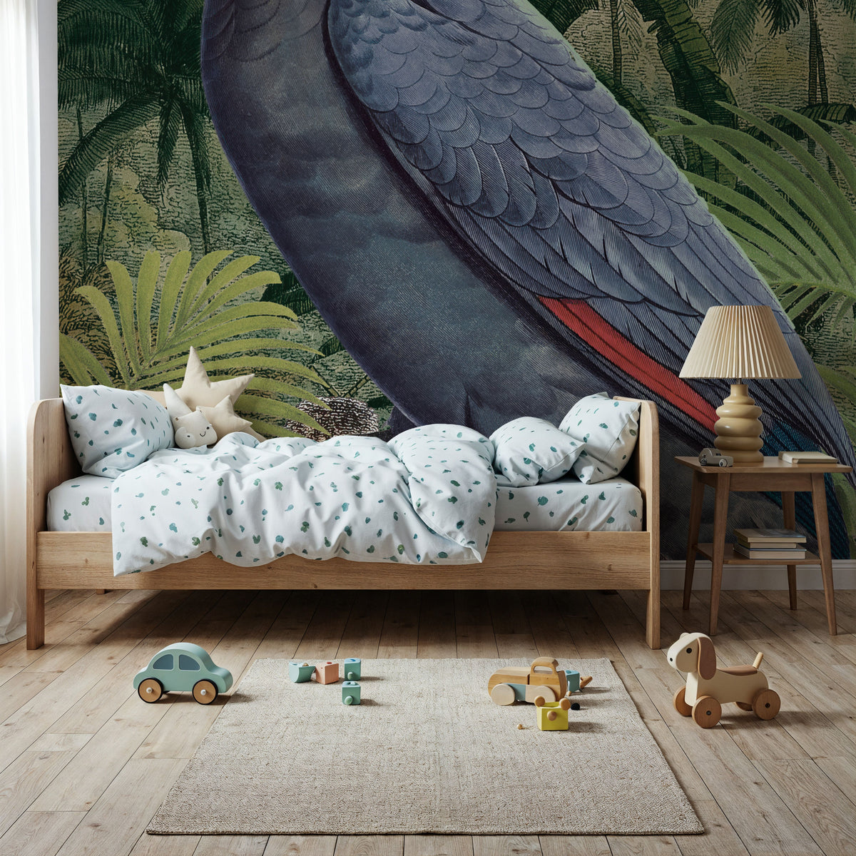 Jungle Parrot II Blue Mural Wallpaper - room preview 02