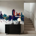 Lugano Switzerland Skyline Blue & Bronze Mural Wallpaper - room preview 02