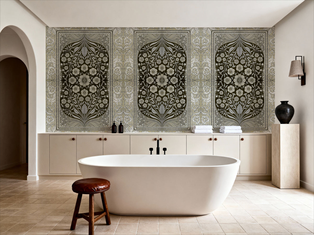 My Floral Dreams, Ecru Mural Wallpaper - room preview 02