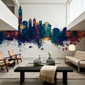 Taipei Taiwan Skyline Blue & Bronze Mural Wallpaper - room preview 02