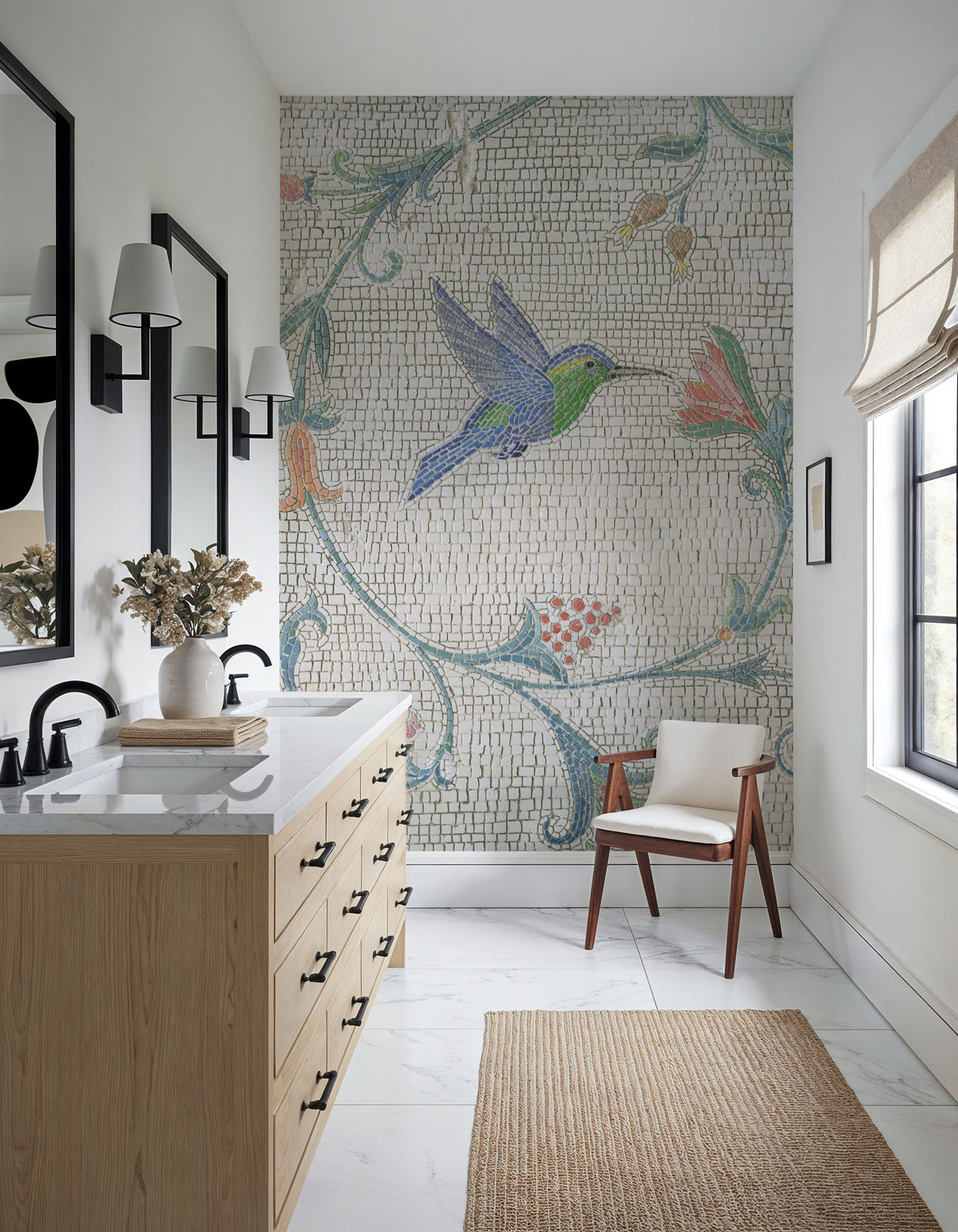 Mosaic Birds IV Mural Wallpaper - room preview 02