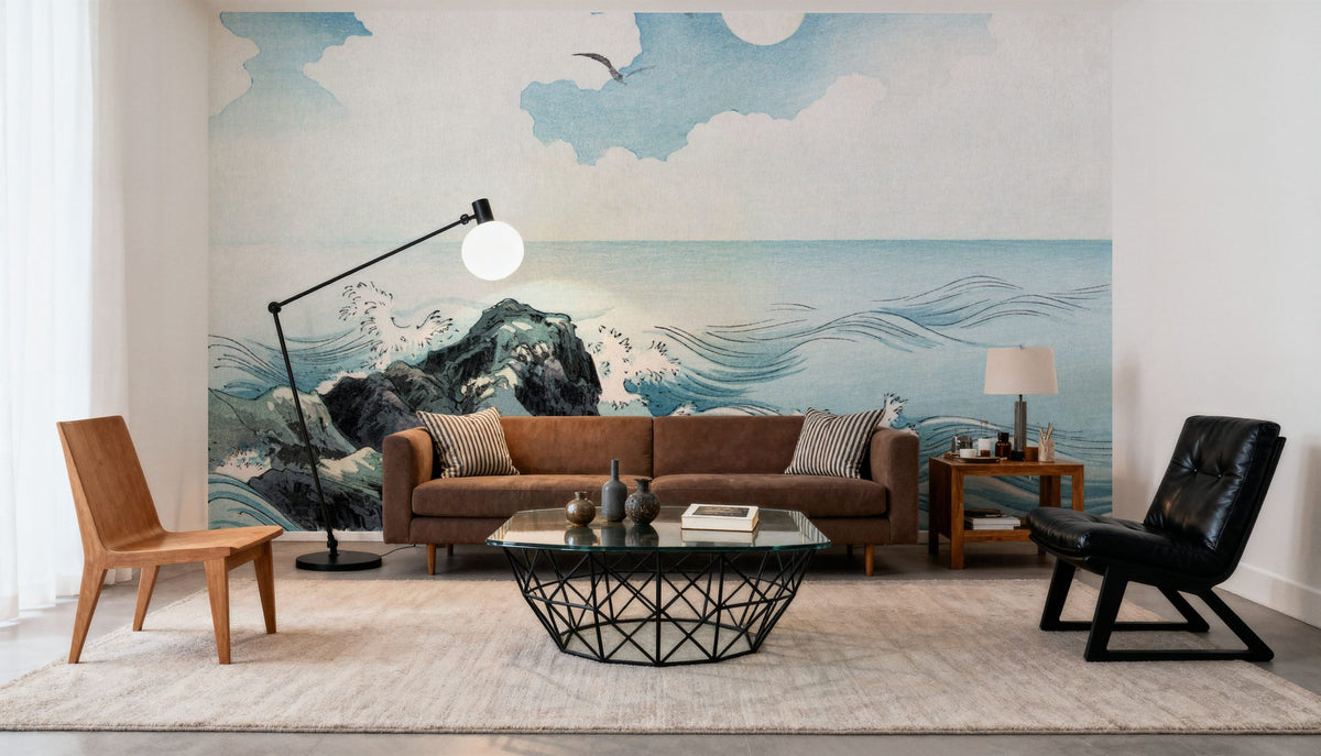 Kojima Island, Japanese Woodcut Mural Wallpaper - room preview 02