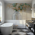Pampas and Eucalyptus Bouquet Mural Wallpaper - room preview 02