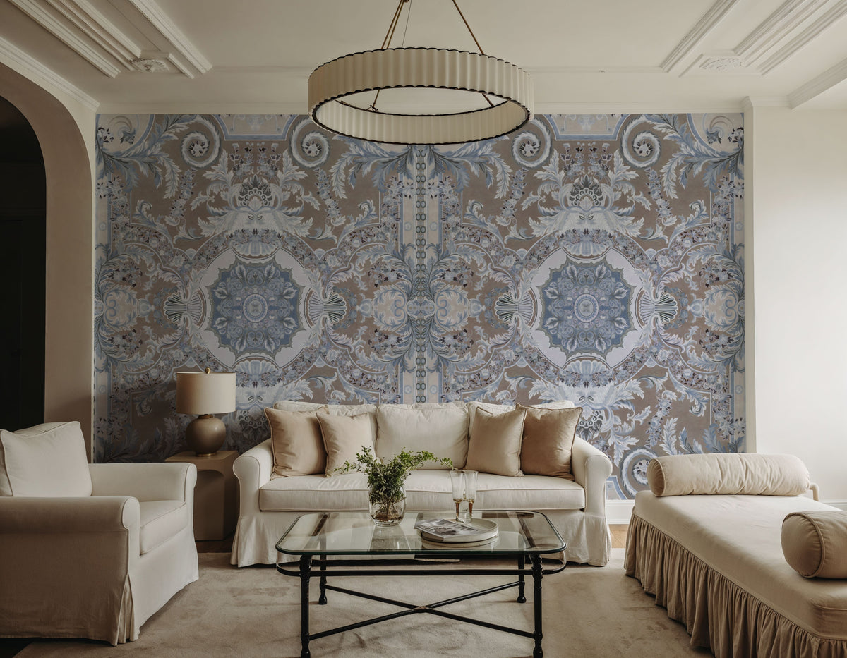 Gentle Branches, Beige & Lavender Mural Wallpaper - room preview 02