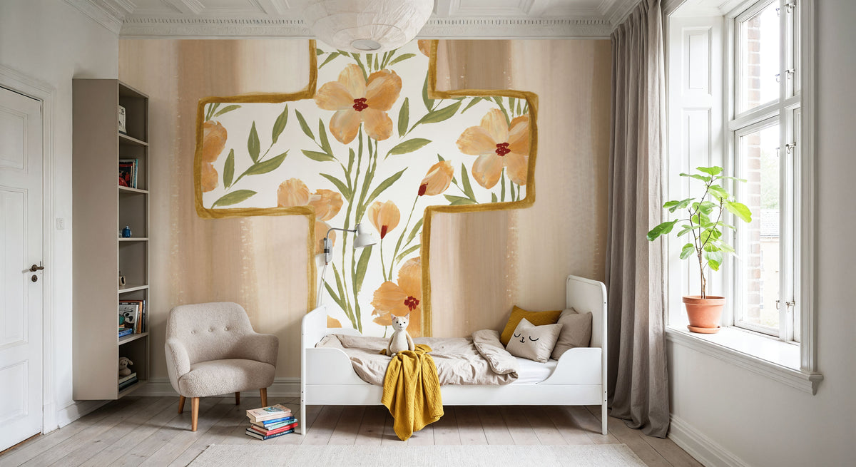 Floral Cross I Mural Wallpaper - room preview 02