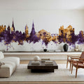 Schaffhausen Switzerland Skyline Purple & Gold Mural Wallpaper - room preview 02