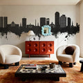 Lexington Kentucky Skyline Black & White Mural Wallpaper - room preview 02