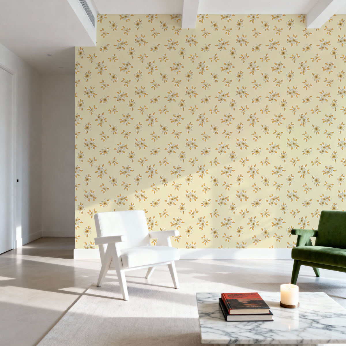 Cream Meadow Mural Wallpaper - room preview 02