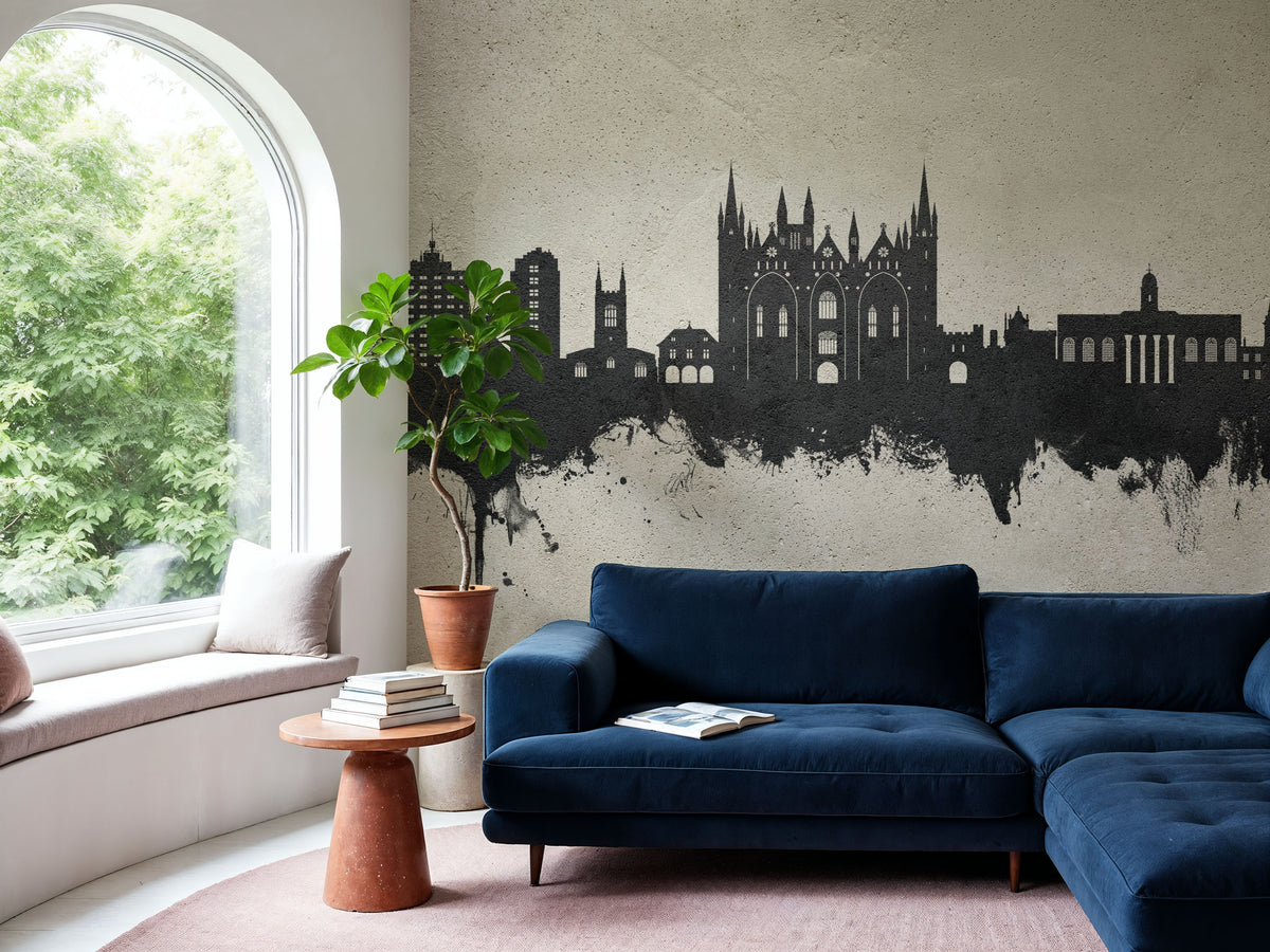 Peterborough England Skyline Concrete Mural Wallpaper - room preview 02