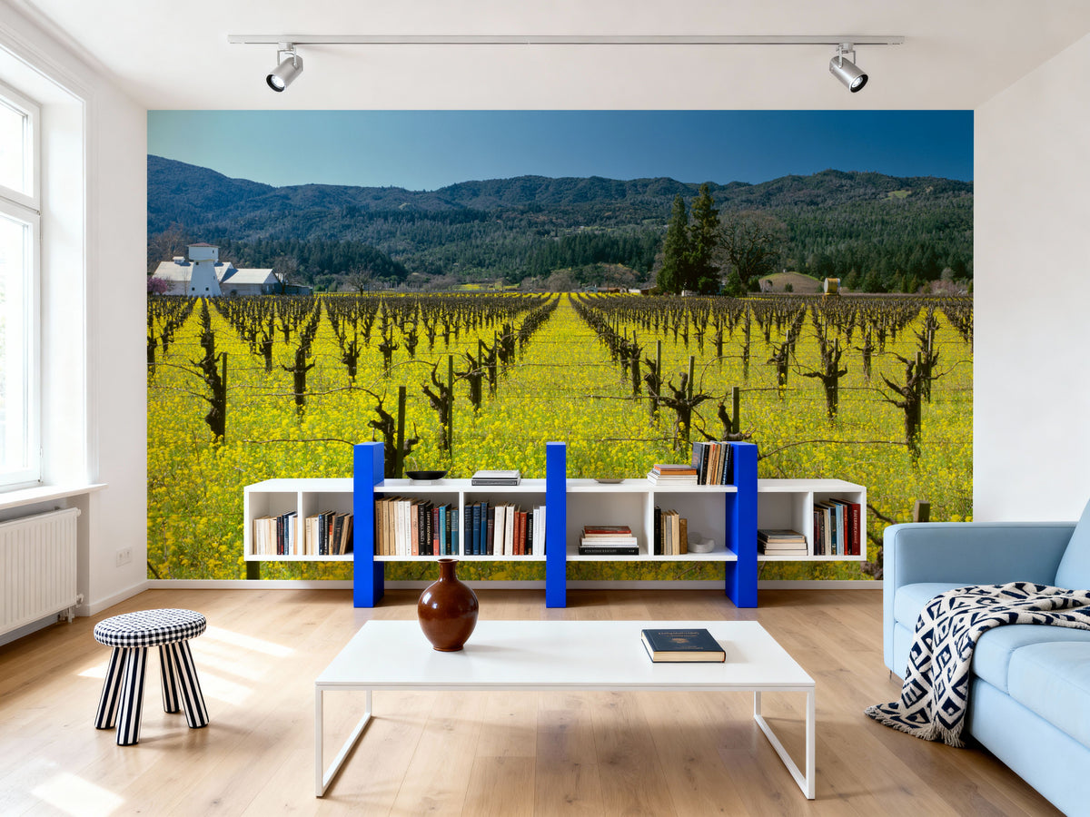 Vineyard Symmetry Mural Wallpaper - room preview 02