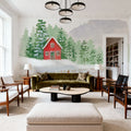 Winter Village Folk Mural Wallpaper - room preview 02