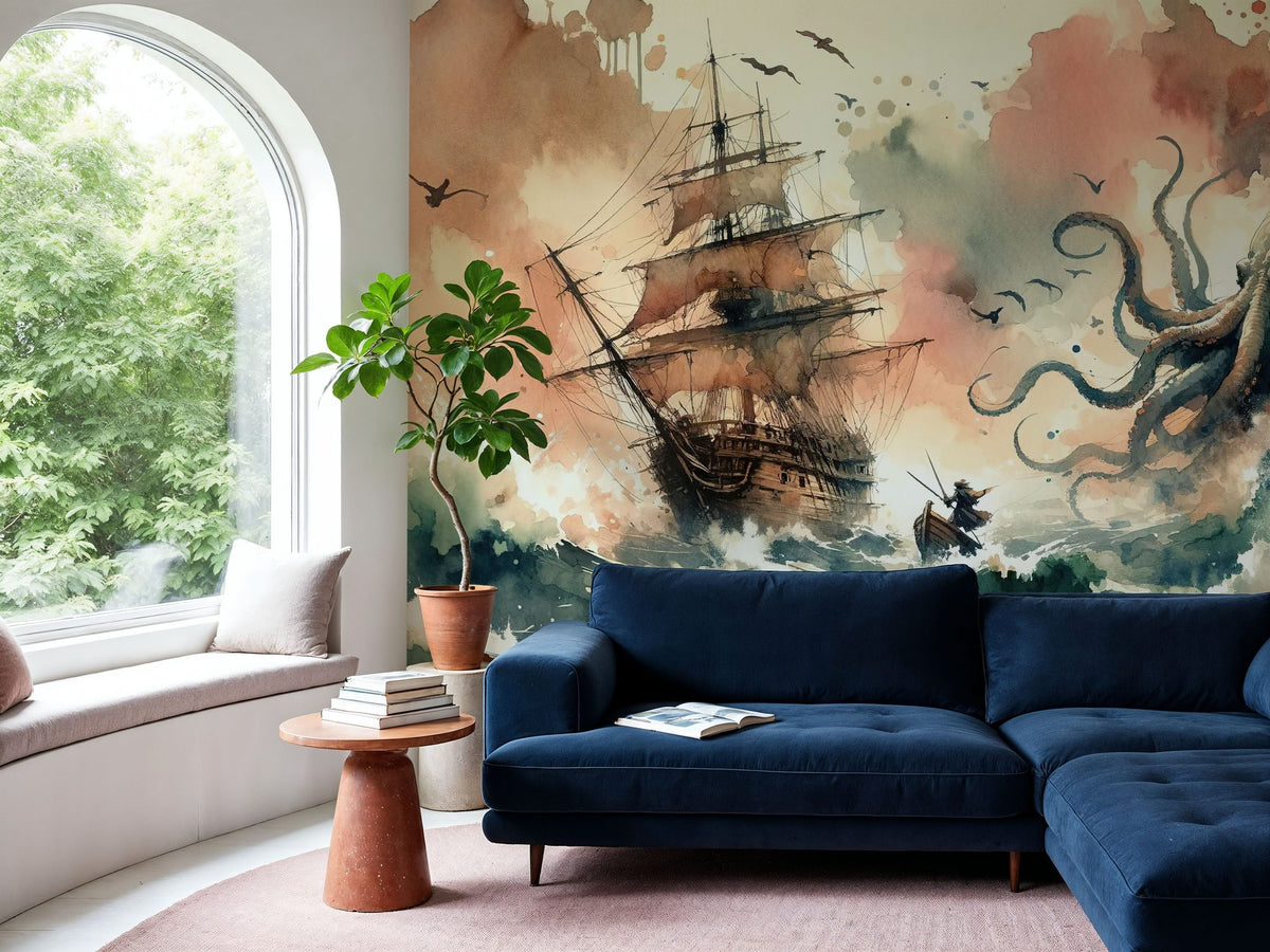 Battle with the Sea Monster Mural Wallpaper - room preview 02