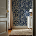 Sunflower Buds, Indigo Blue Mural Wallpaper - room preview 02