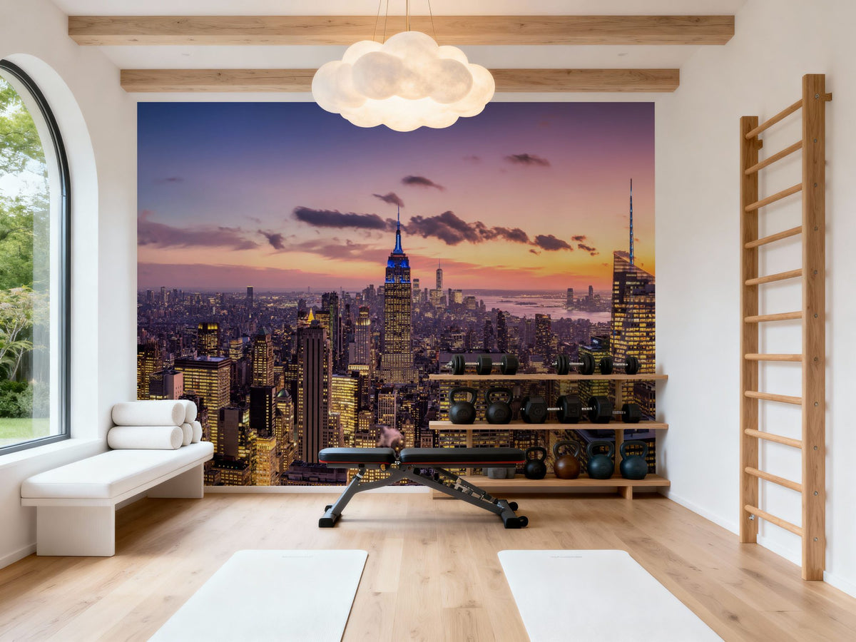 Manhattan Skyline Sunset Mural Wallpaper - room preview 02