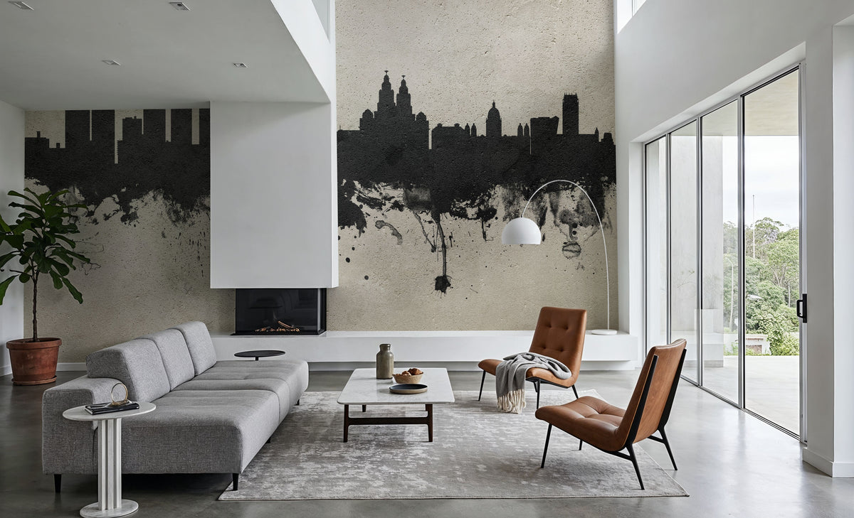 Liverpool England Skyline Concrete Mural Wallpaper - room preview 02