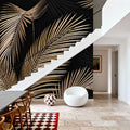 Bright Palms, Black Mural Wallpaper - room preview 02