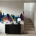 Newport Wales Skyline Blue & Bronze Mural Wallpaper - room preview 02