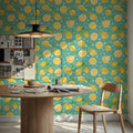 Mellow Lemons Blue Mural Wallpaper - room preview 02