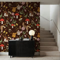 Mushroom Magic, Chocolate Mural Wallpaper - room preview 02