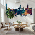 Kingston Upon Hull England Skyline Blue & Bronze Mural Wallpaper - room preview 02