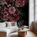 Botanical Elegance Burgundy I Mural Wallpaper - room preview 02