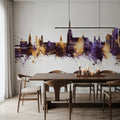 Linz Austria Skyline Purple & Gold Mural Wallpaper - room preview 02