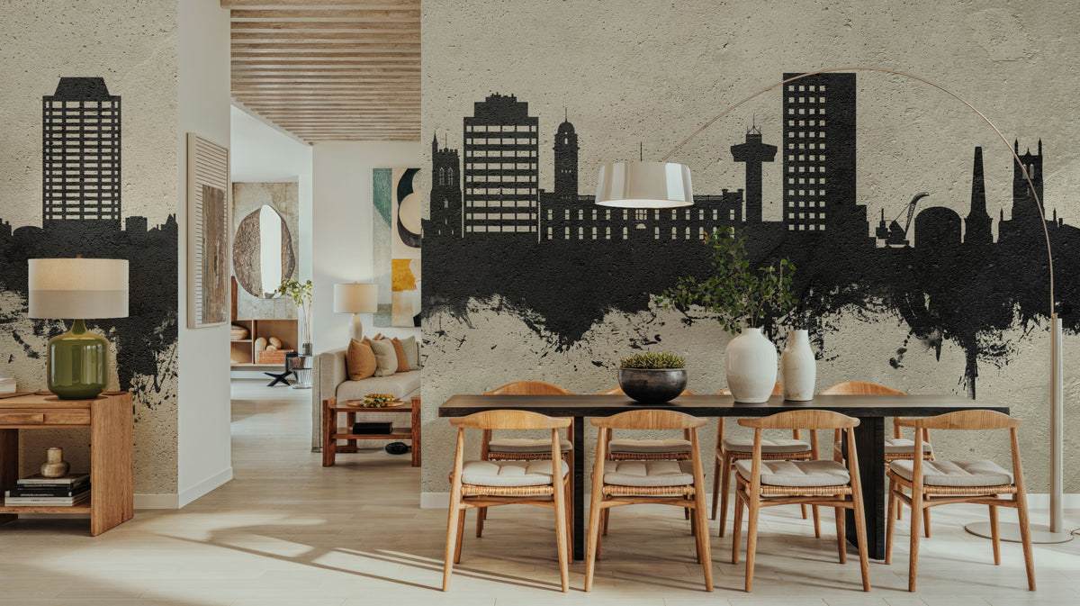 Hobart Australia Skyline Concrete Mural Wallpaper - room preview 02