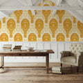 Floral Rackets, Yellow Mural Wallpaper - room preview 02