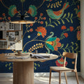 Folk Floral I Dark Mural Wallpaper - room preview 02