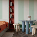 Scalloped Circus Stripes, Mint Green Mural Wallpaper - room preview 02