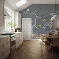 Birds in the Garden Dark Blue Mural Wallpaper - room preview 02