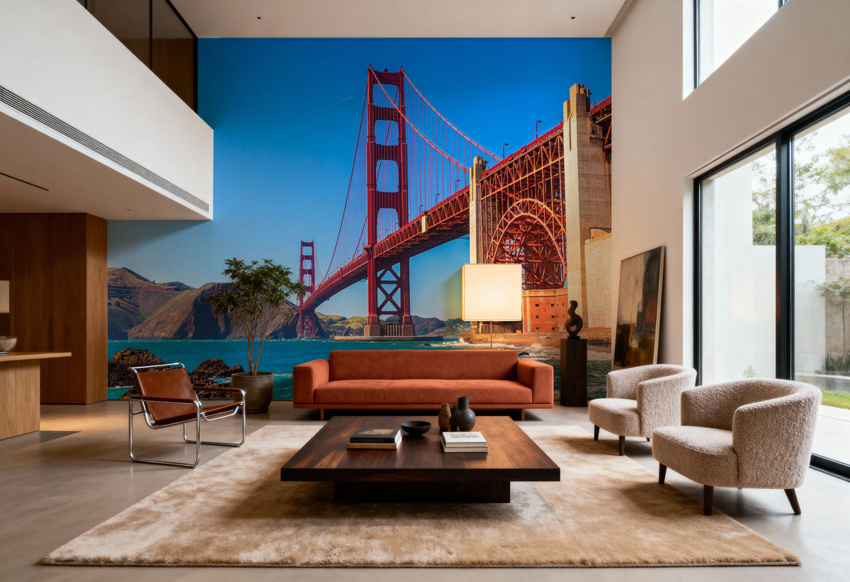 San Francisco Golden Gate Bridge Mural Wallpaper - room preview 02