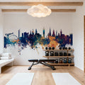 Glasgow Scotland Skyline Blue & Bronze Mural Wallpaper - room preview 02